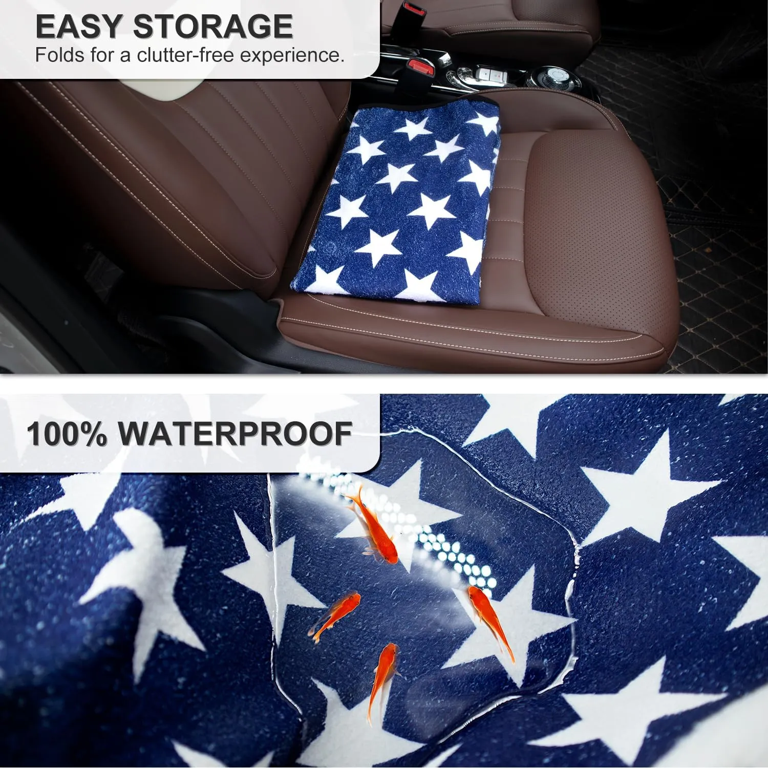 Waterproof Sweating Car Seat Cover for Post Gym Workout, Running, Swimming, Beach and Hiking, Universal Fit Non-Slip Bucket Seat Protector for Cars SUV Trucks, Machine Washable (Star)
