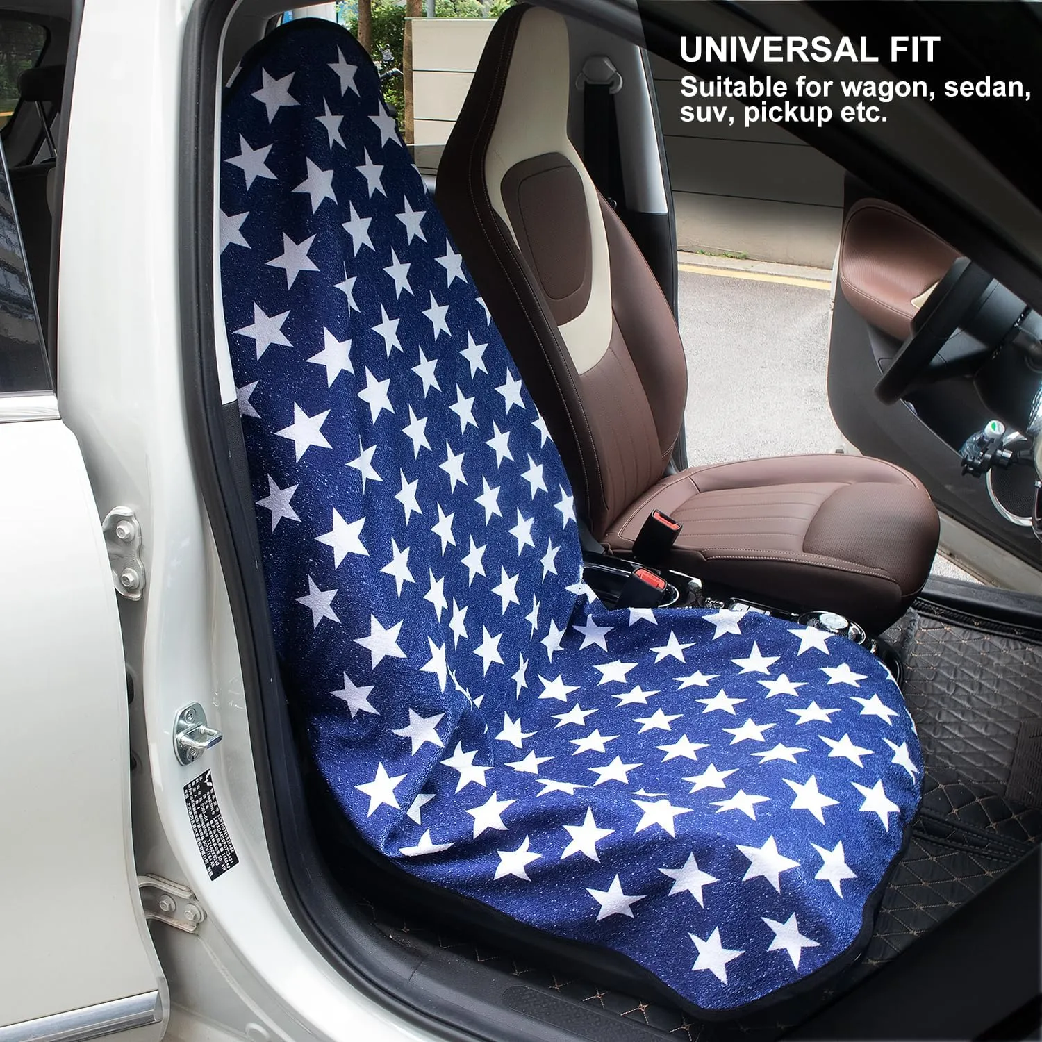 Waterproof Sweating Car Seat Cover for Post Gym Workout, Running, Swimming, Beach and Hiking, Universal Fit Non-Slip Bucket Seat Protector for Cars SUV Trucks, Machine Washable (Star)