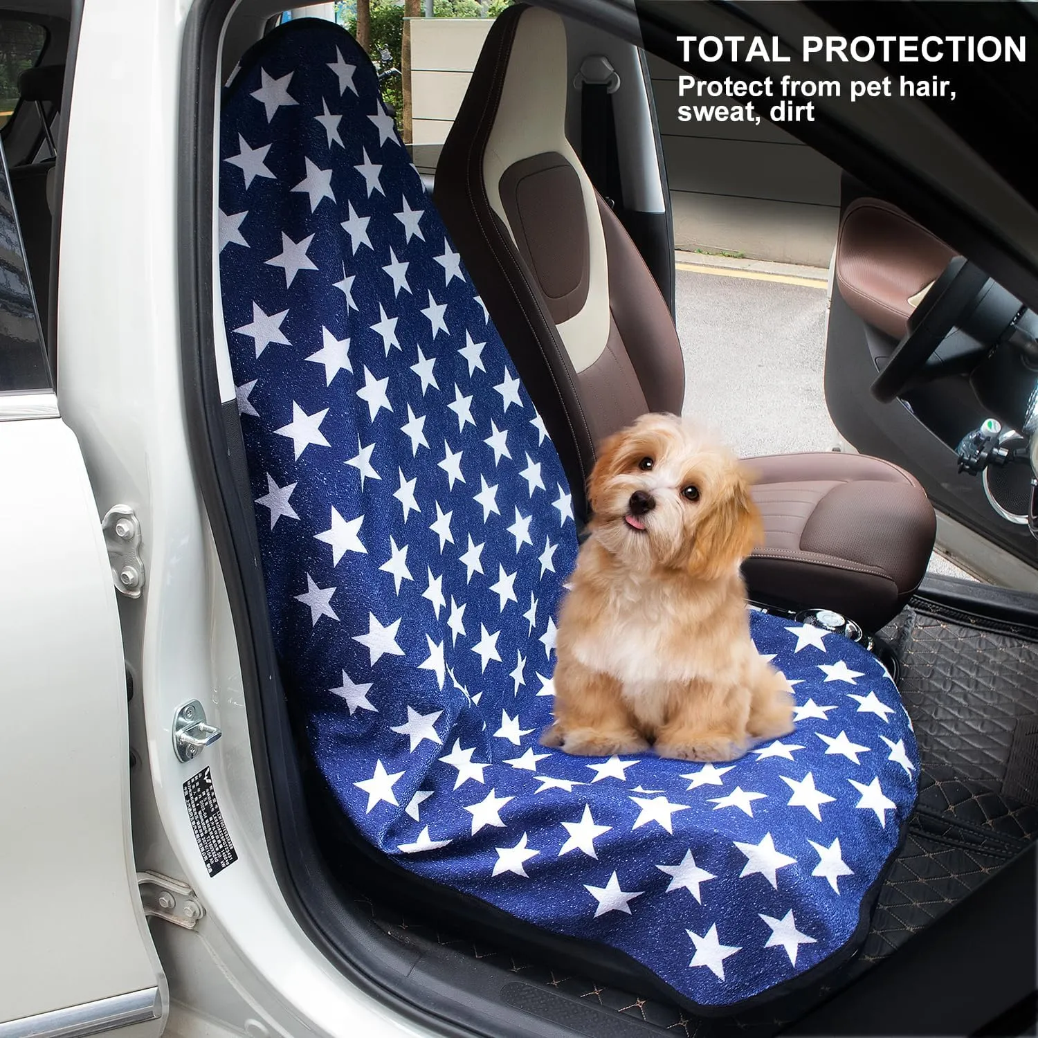 Waterproof Sweating Car Seat Cover for Post Gym Workout, Running, Swimming, Beach and Hiking, Universal Fit Non-Slip Bucket Seat Protector for Cars SUV Trucks, Machine Washable (Star)