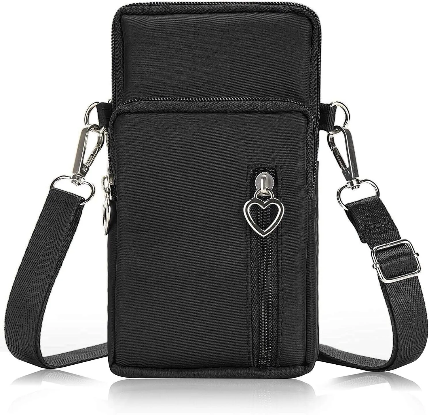 Women Cell Phone Purse Wristband Sport Armband Wallet Travel Crossbody Cell Phone Purse for Galaxy S10 Plus S9 Plus A50 A7 J7,OnePlus 6T,HTC U12 (Black)