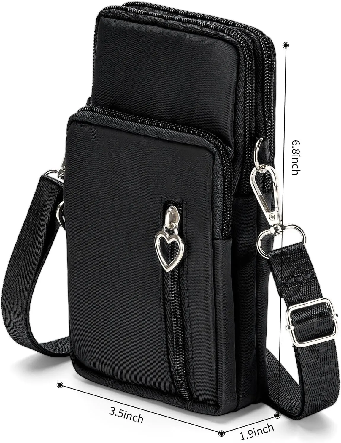 Women Cell Phone Purse Wristband Sport Armband Wallet Travel Crossbody Cell Phone Purse for Galaxy S10 Plus S9 Plus A50 A7 J7,OnePlus 6T,HTC U12 (Black)