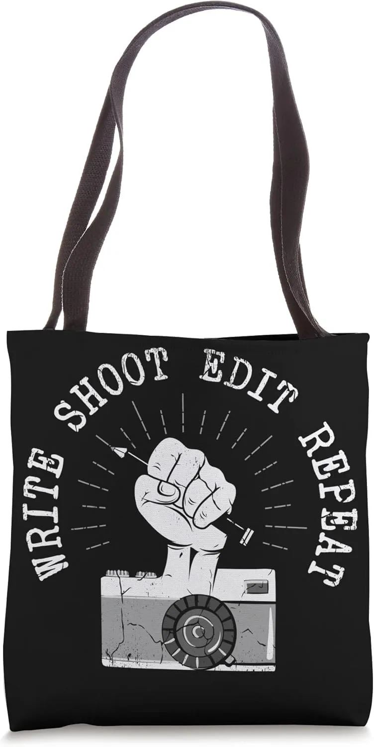 Write Shoot Edit Repeat Journalist Writer News Whisperer Tote Bag
