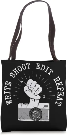 Write Shoot Edit Repeat Journalist Writer News Whisperer Tote Bag